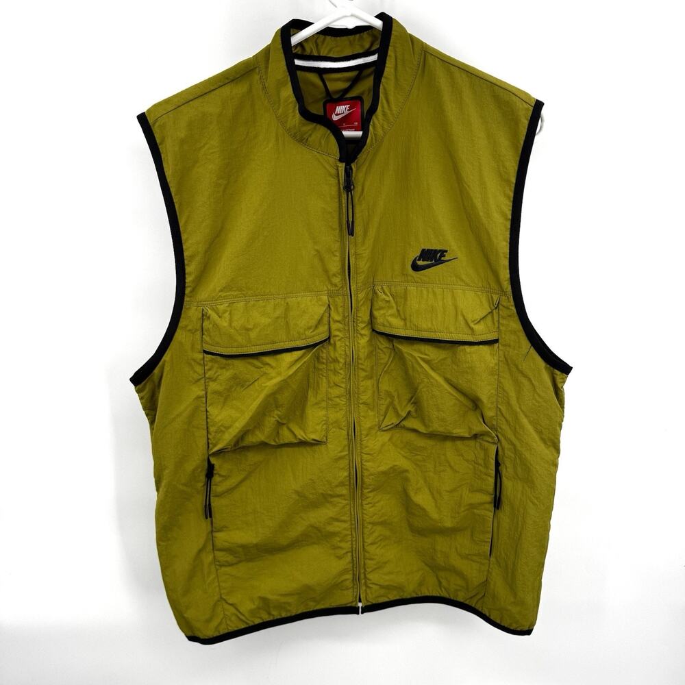 Nike Tech Woven Green Pockets FZ Utility Wind Vest Men's Large FZ0748-307
